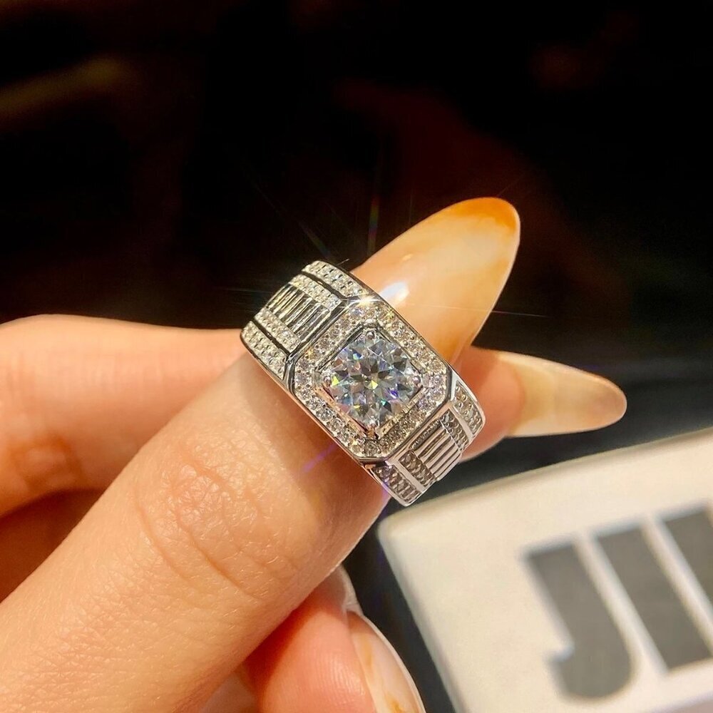 Certified 1ct. t.w, Moissanite mens  Ring  NEW